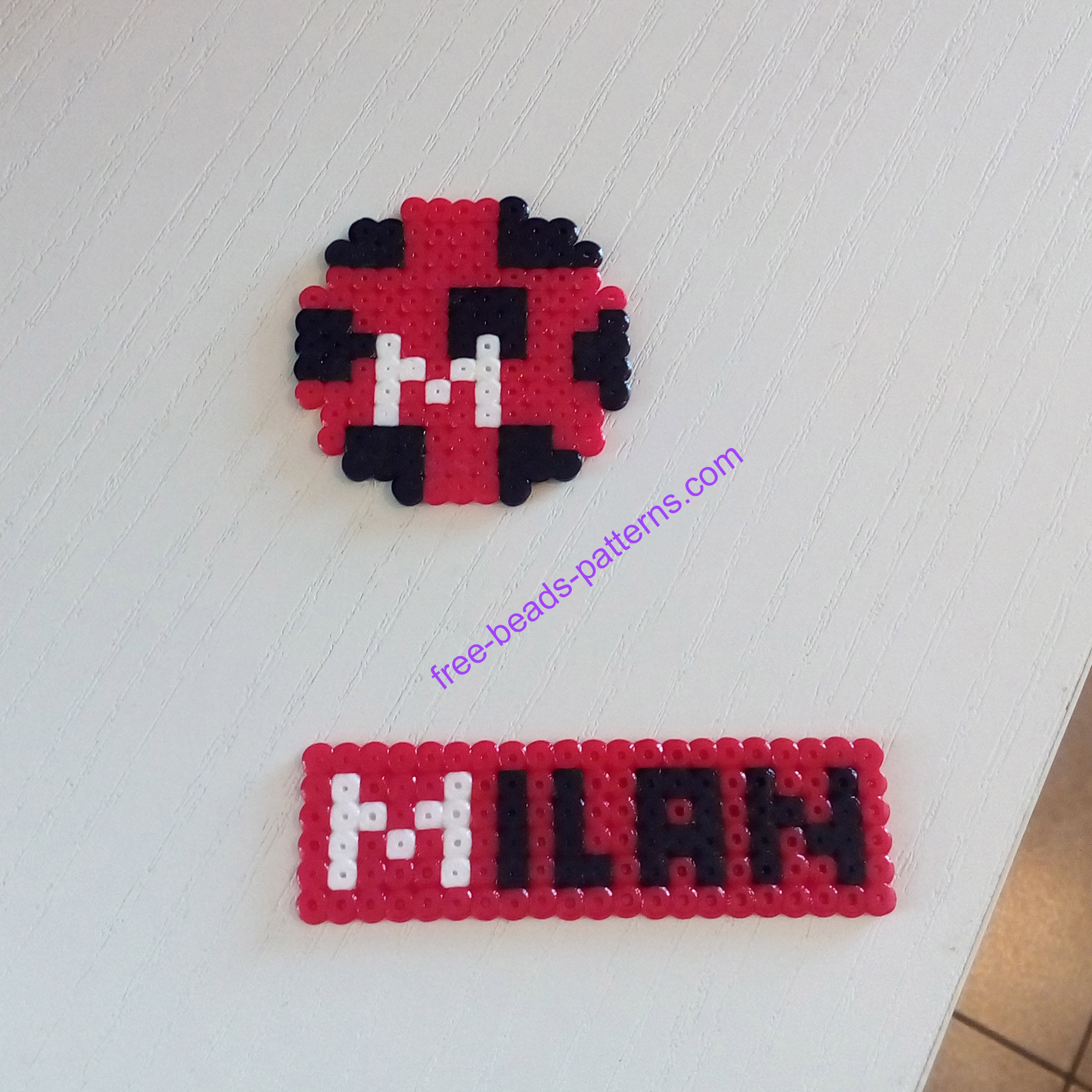 Italian soccer team Milan Hama Beads Artkal Perler work photos