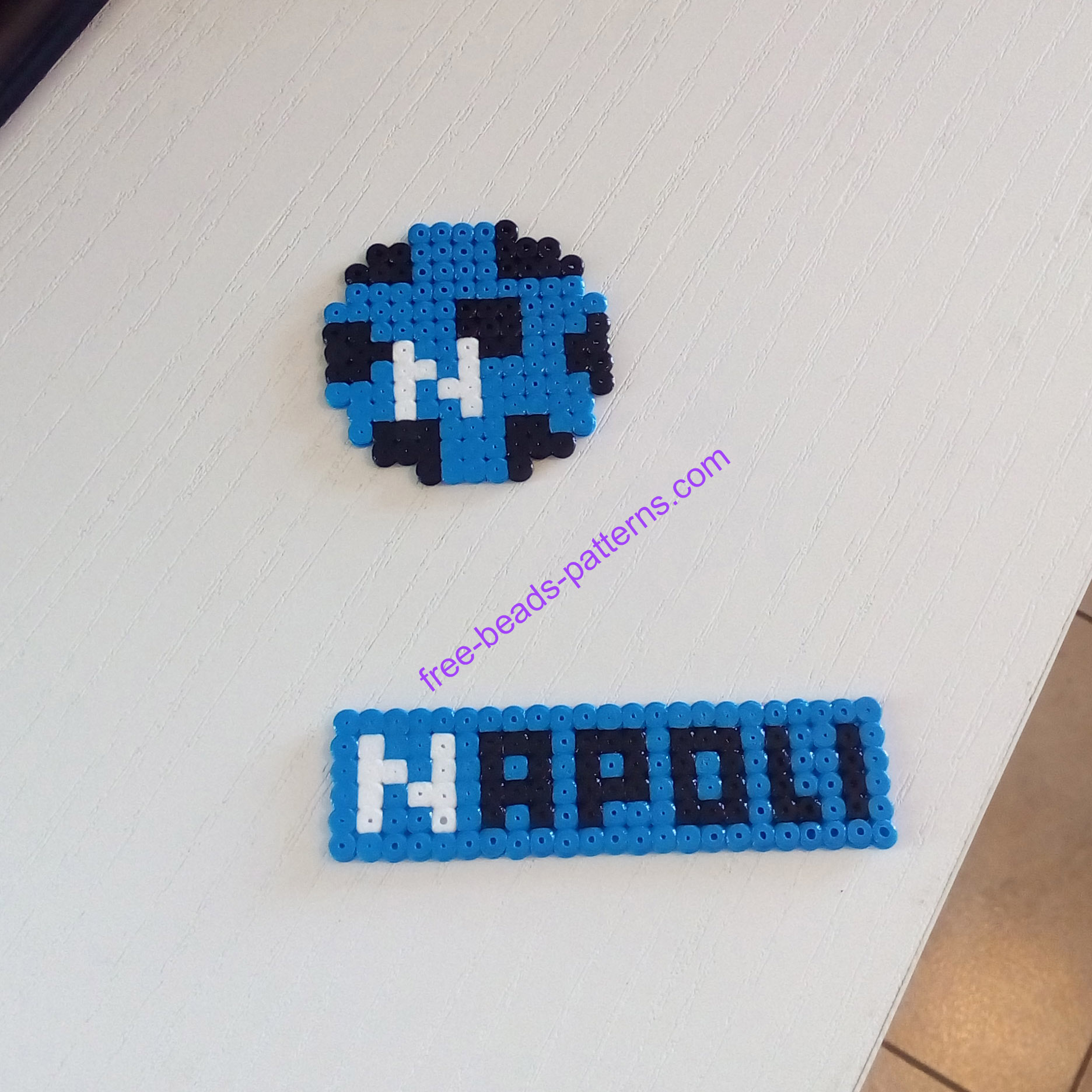 Italian soccer team Napoli Hama Beads Artkal Perler work photos