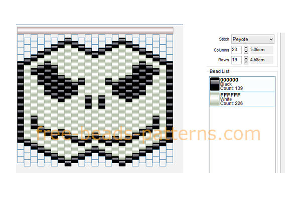 Jack Skellington mask free beads pattern download pony beads pixel beads