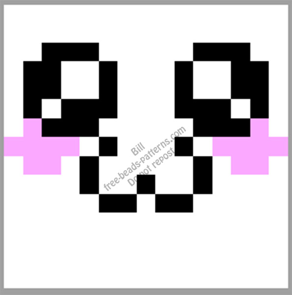 Kawaii face 1 free hama beads perler beads pattern 15x15