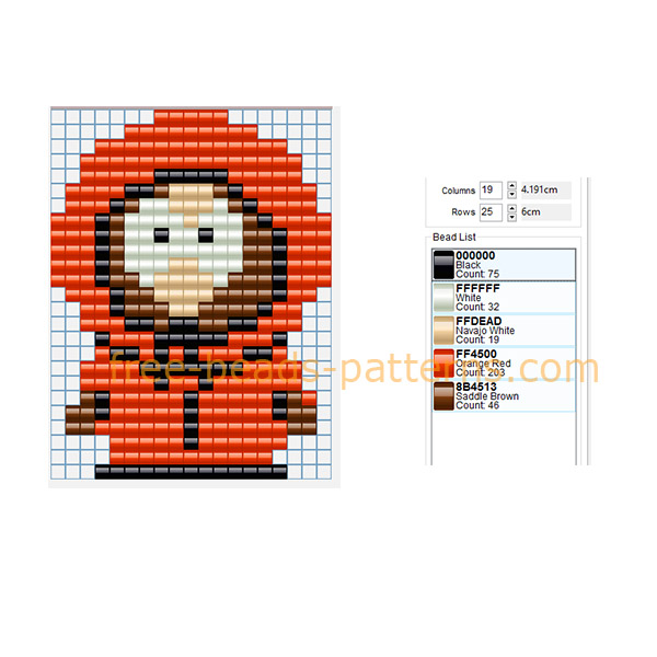 Kenny South Park cartoon character free perler beads pattern Hama Beads Pyssla