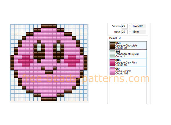 Kirby videogames character free perler beads irond beads pony beads pattern design download