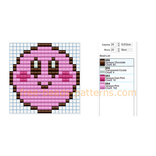 Kirby videogames character free perler beads irond beads pony beads pattern design download