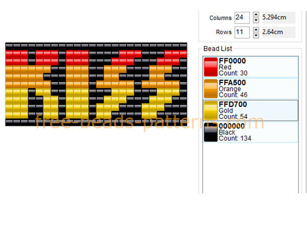 Kiss band logo free perler beads pattern Hama Beads fan keychain idea 24 x 11 4 colors