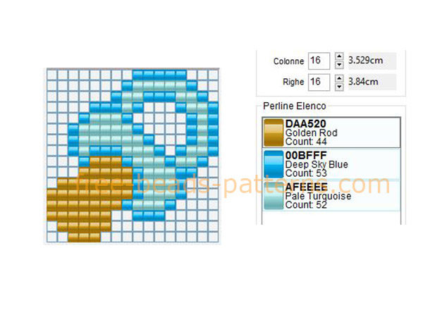 Light blue baby pacifier free perler beads pattern Hama Beads 16 x 16 beads keychain idea