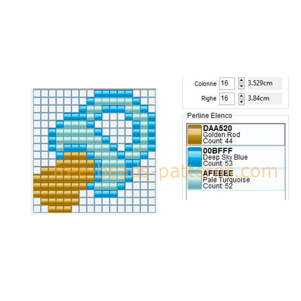 Light blue baby pacifier free perler beads pattern Hama Beads 16 x 16 beads keychain idea