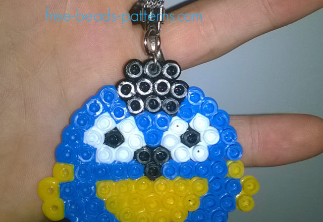Light blue owl Pyssla perler beads keychain work photo author Website User Bill