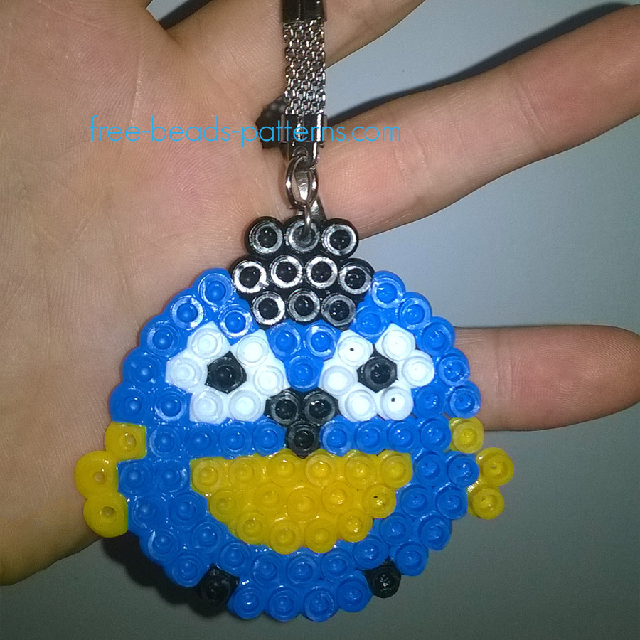 Light blue owl Pyssla perler beads keychain work photo author Website User Bill