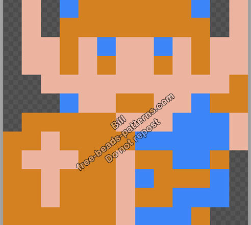 Link The Legend Of Zelda NES armour upgrade Hama Beads pattern 13x16