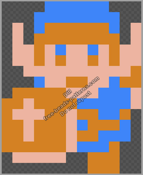 Link The Legend Of Zelda NES armour upgrade Hama Beads pattern 13x16