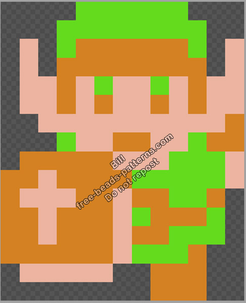 Link The Legend Of Zelda NES free iron beads design 13x16