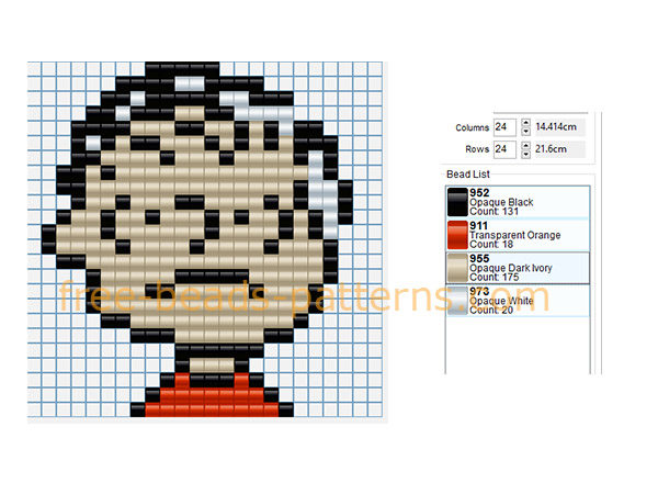 Linus Peanuts cartoons character free Hama Beads Pyssla design