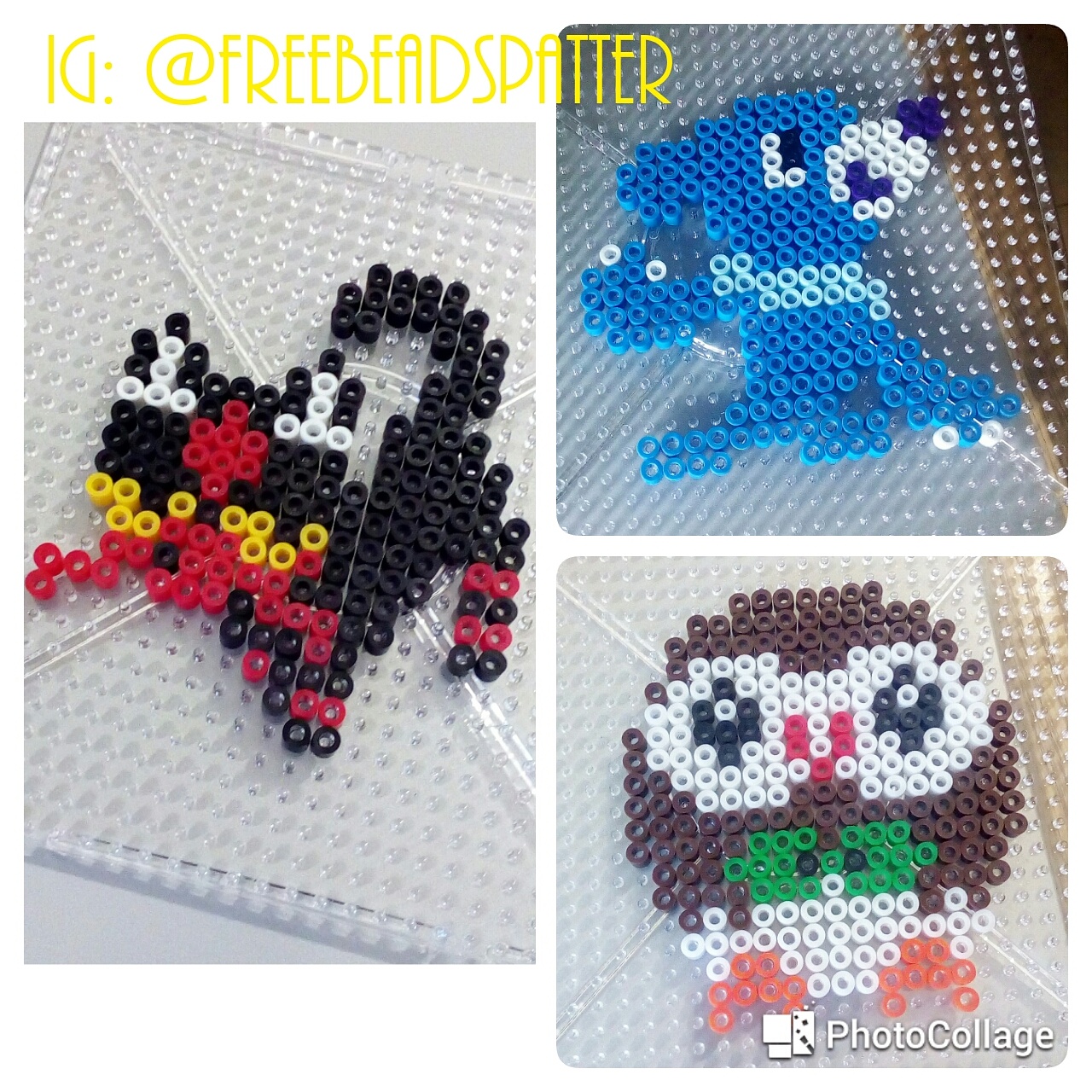 Litten Popplio and Rowlet perler hama works collage by Bill