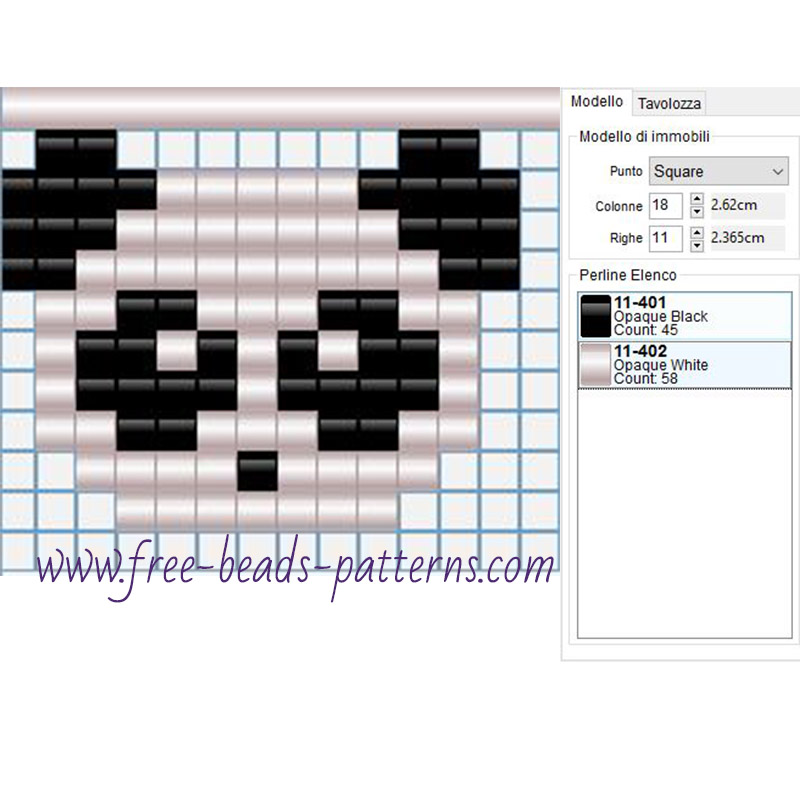 Little Panda free hama beads pattern 2 colors