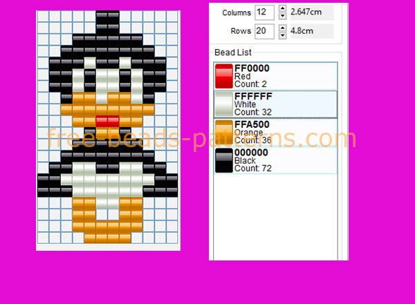 Looney Tunes character baby Daffy Duck free perler beads pattern pony beads fuse beads Hama Beads