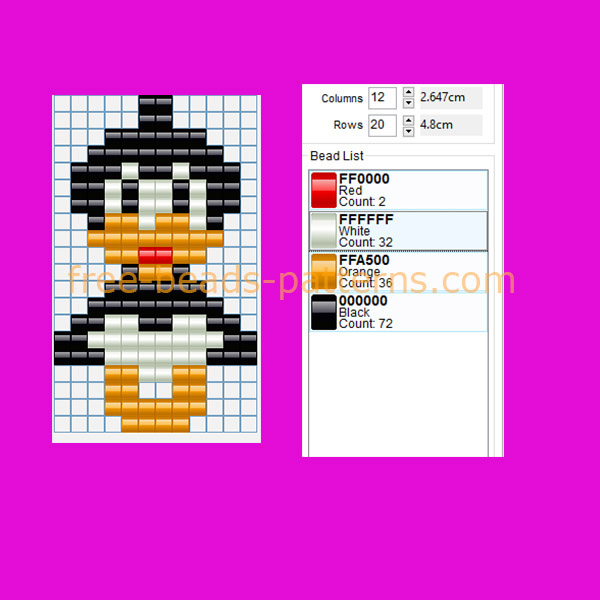 Looney Tunes character baby Daffy Duck free perler beads pattern pony beads fuse beads Hama Beads