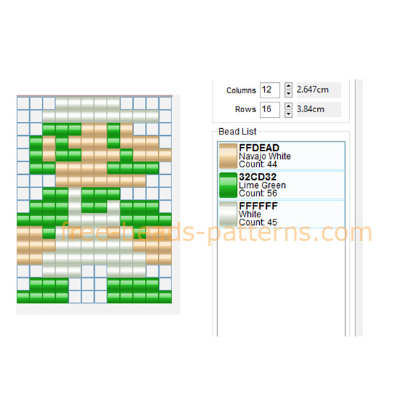 Luigi Super Mario Bros team friend free Hama Beads perler beads pattern made with Bead Tool