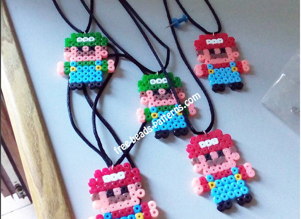 Luigi and Mario perler beads works pattern Author Instagram User tarawashere88
