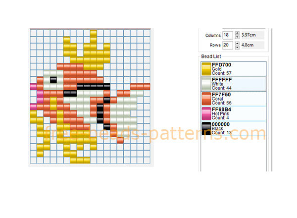 Magikarp Pokemon number 129 free Hama Beads Pyssla perler beads pattern