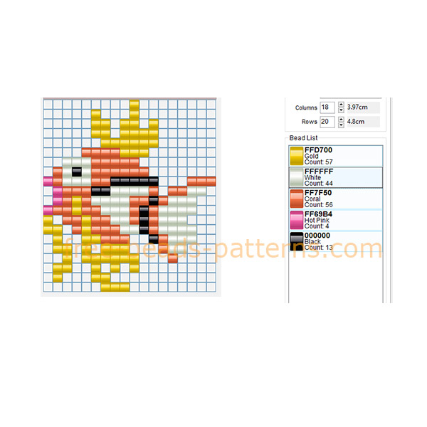 Magikarp Pokemon number 129 free Hama Beads Pyssla perler beads pattern