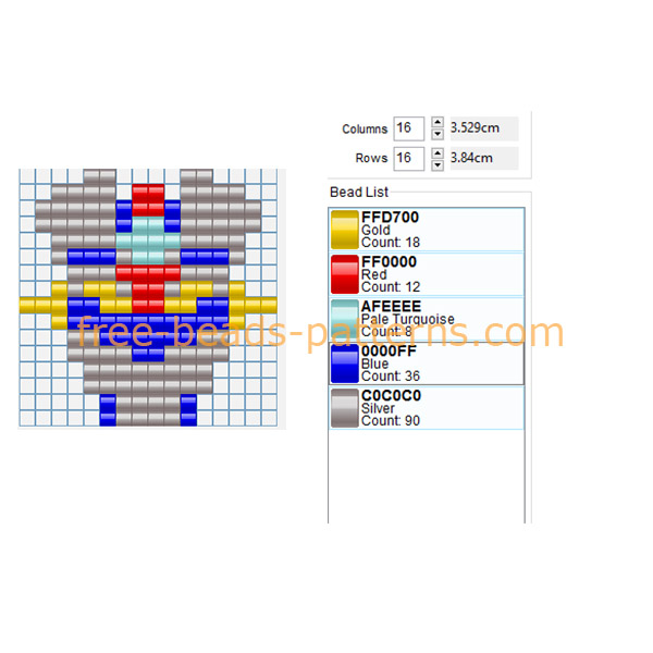 Manga anime Mazinger head free perler beads pattern pixel beads