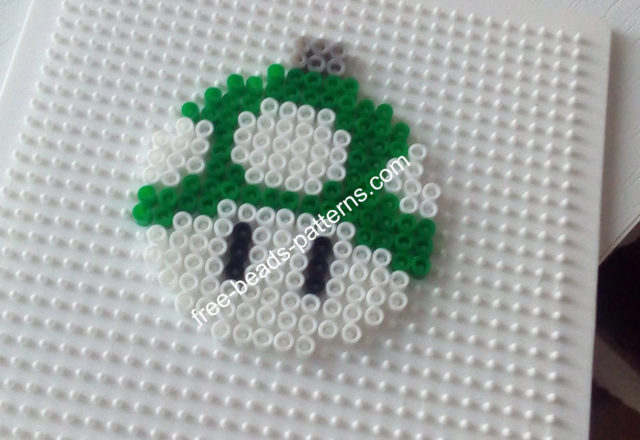 Mario Green Mushroom Christmas Ball Hama Beads Perler Pyssla