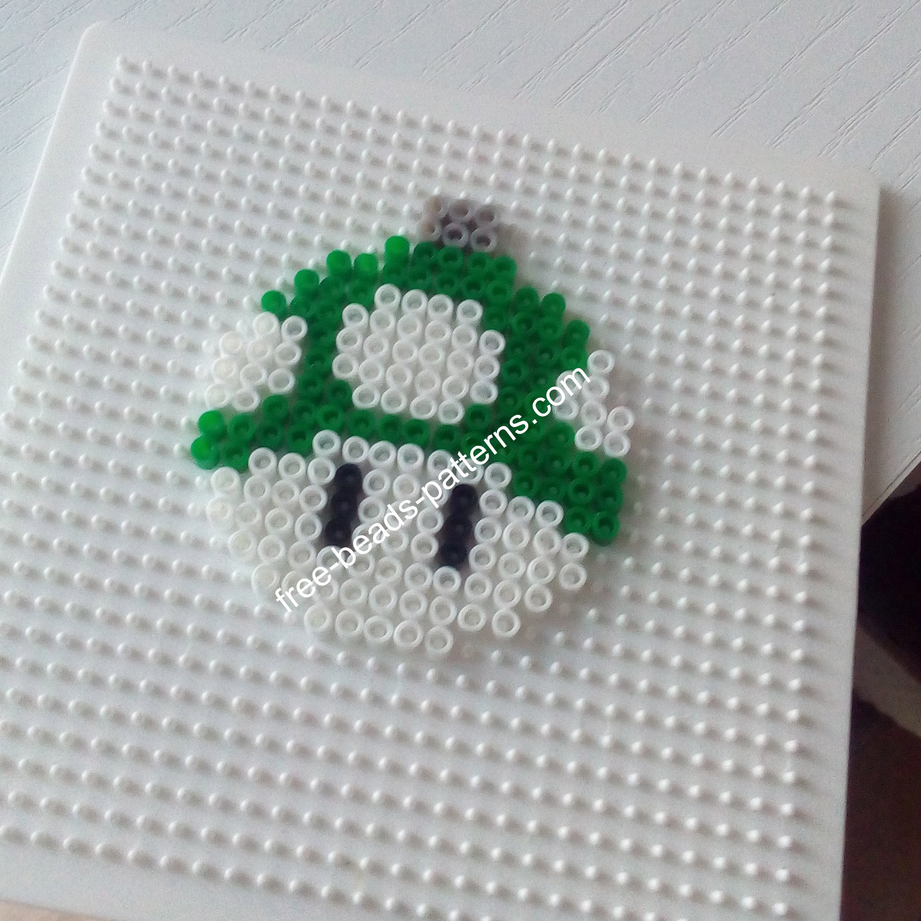 Mario Green Mushroom Christmas Ball Hama Beads Perler Pyssla