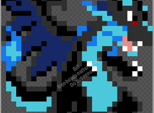 Mega Charizard X free hama beads perler beads pixel beads pattern 30x30