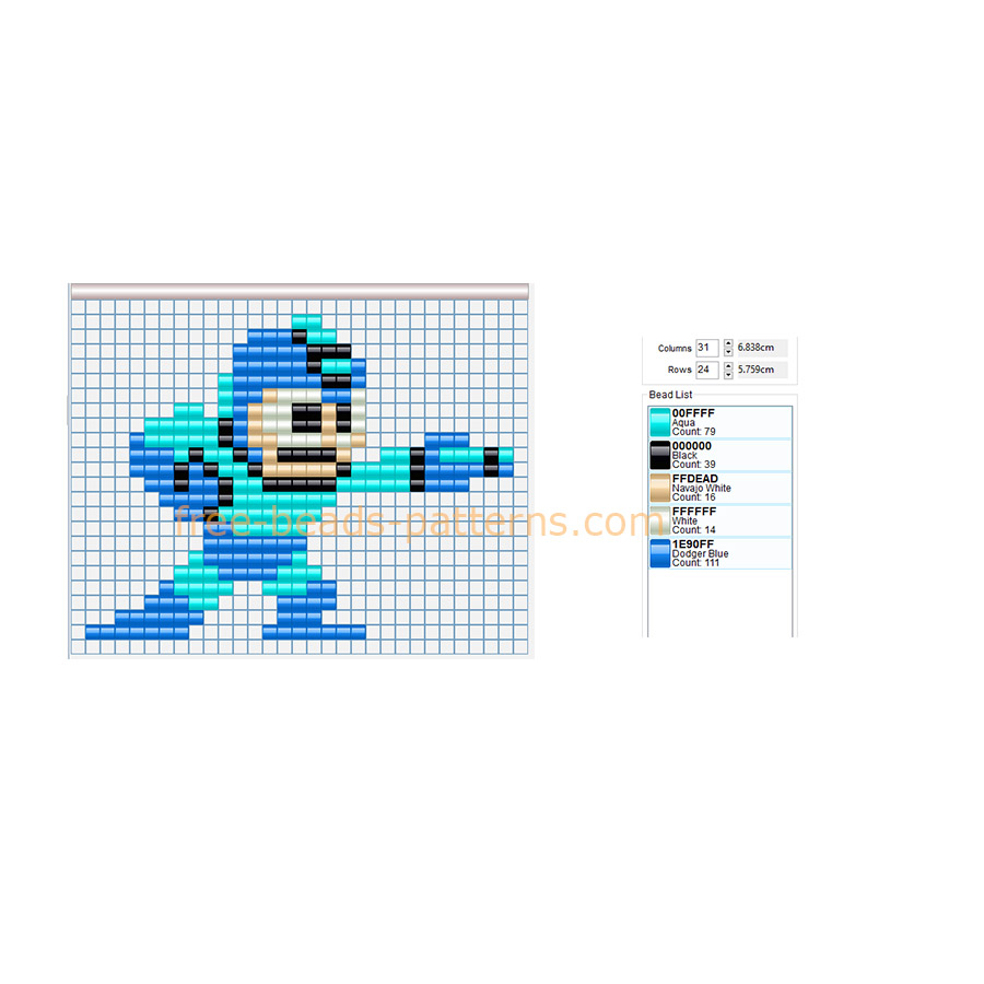 Mega Man 80s videogames free Hama Beads perler beads seed beads pattern size 29 x 22 beads 5 colors