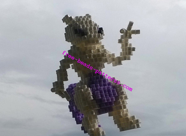 Mewtwo Pokemon 3D perler beads hama beads work photos (14)