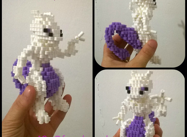 Mewtwo Pokemon 3D perler beads hama beads work photos (5)