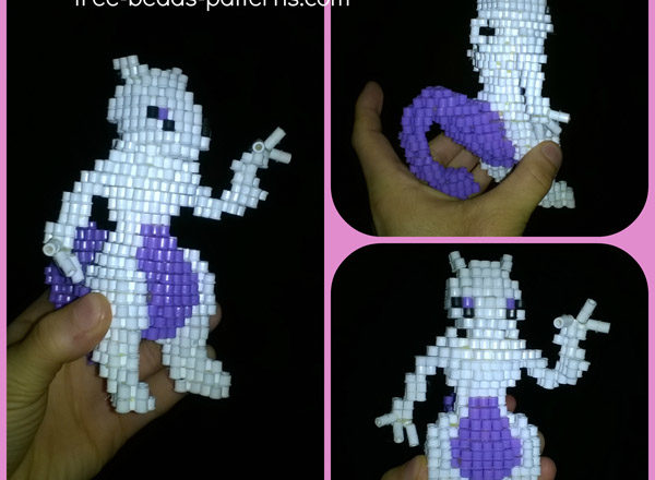 Mewtwo Pokemon 3D perler beads hama beads work photos (6)