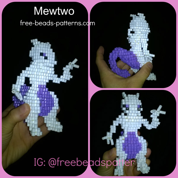 Mewtwo Pokemon 3D perler beads hama beads work photos (6)