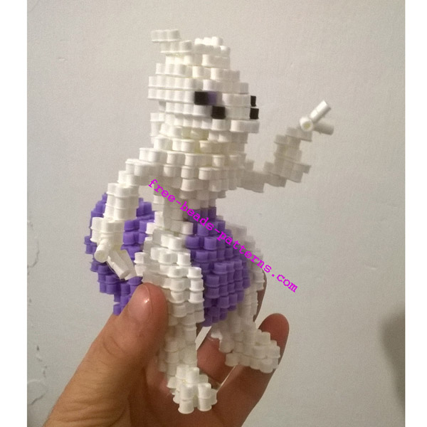 Mewtwo Pokemon 3D perler beads hama beads work photos (7)