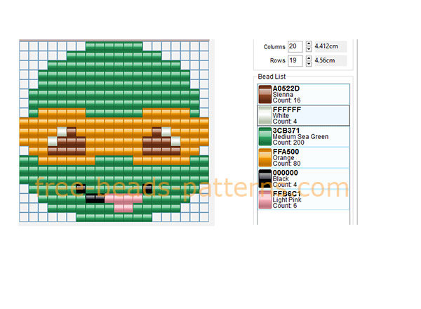 Michelangelo orange Teenage Mutant Ninja Turtles character free fuse beads pattern download