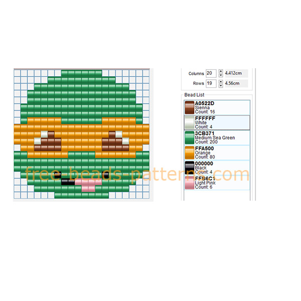 Michelangelo orange Teenage Mutant Ninja Turtles character free fuse beads pattern download