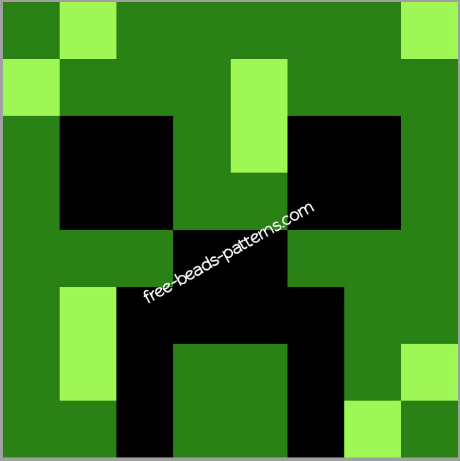 Minecraft Creeper free iron beads pattern 8 x 8