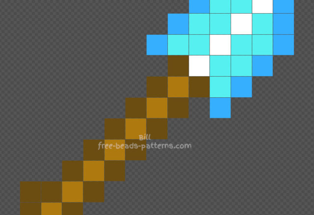 Minecraft Diamond Shovel Hama Beads14x14