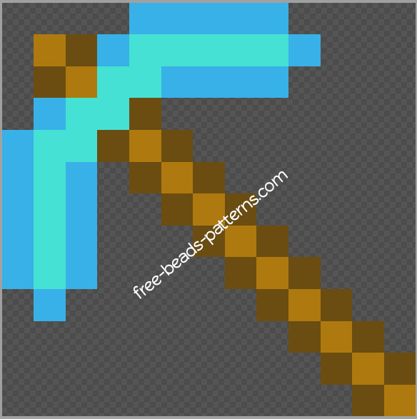 Minecraft Diamond pickaxe free perler beads pattern 13 x 13