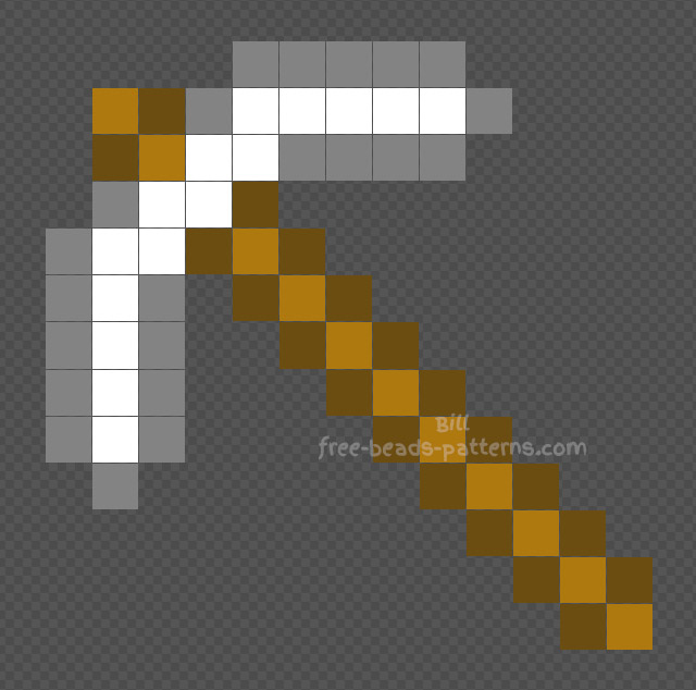 Minecraft Iron pickaxe Hama Beads tutorial 13x13