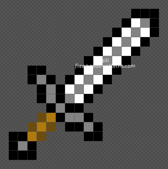 Minecraft Iron sword Hama Beads 16x16