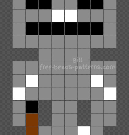 Minecraft Skeleton free Hama Beads pattern 8x19