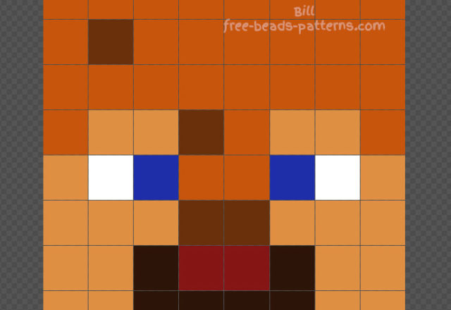 Minecraft Steve with leather helmet Perler Beads fuse beads 8x8