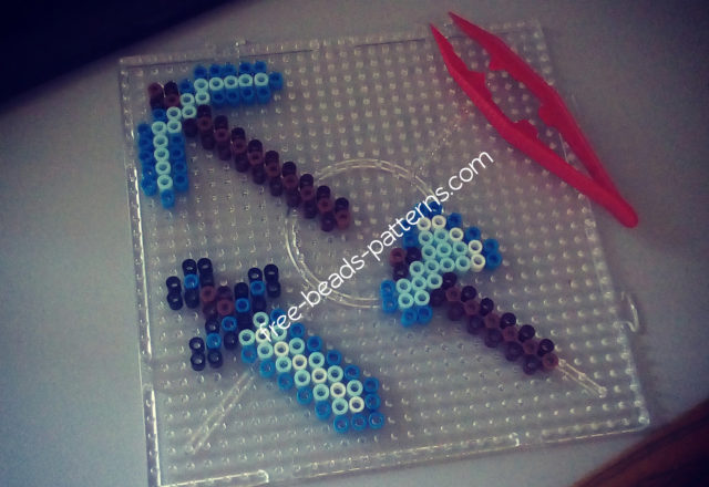 Minecraft axe pickaxe and sword perler beads work photo
