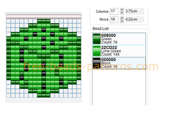 Minecraft cactus block free perler beads pattern made with Bead Tool software