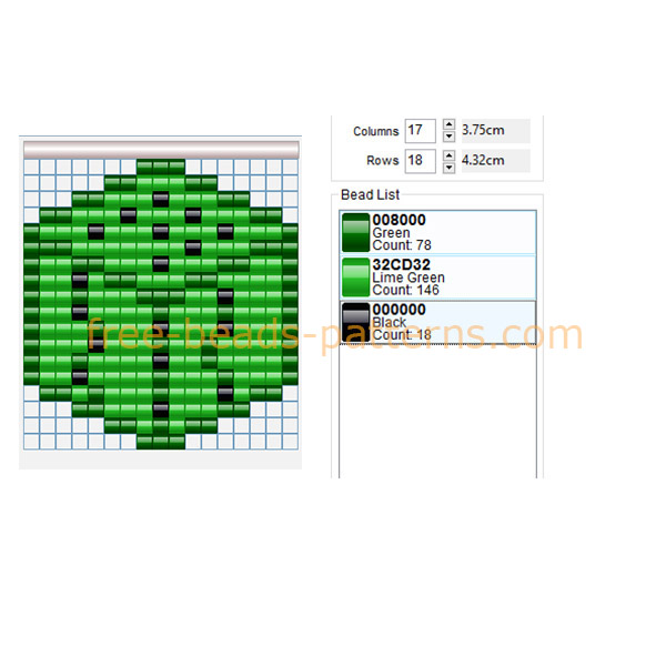 Minecraft cactus block free perler beads pattern made with Bead Tool software