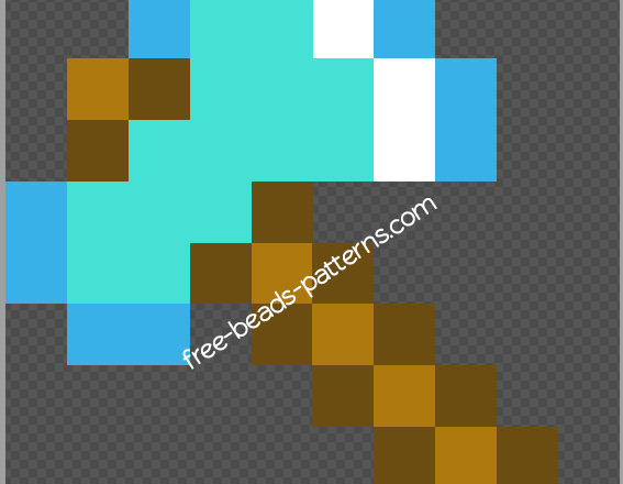 Minecraft diamond axe free melty beads pattern 10 x 12