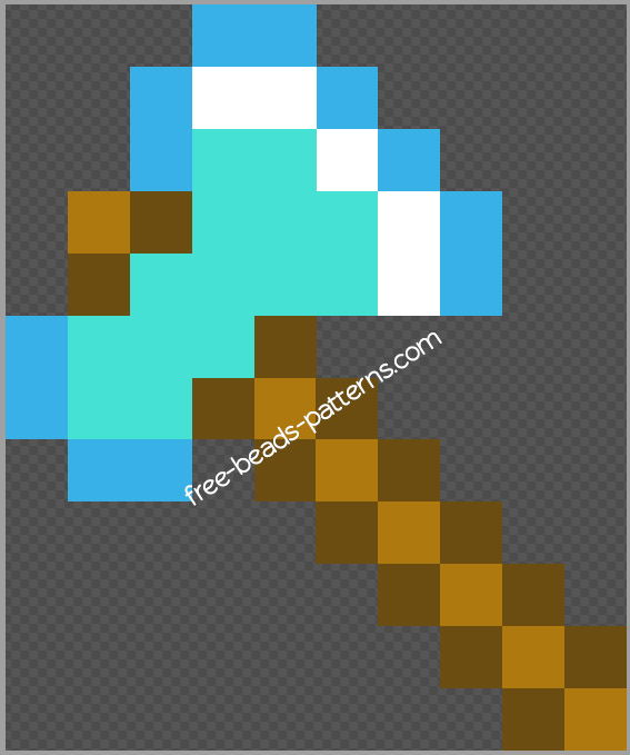 Minecraft diamond axe free melty beads pattern 10 x 12