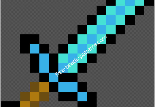 Minecraft diamond sword free pyssla pattern 16 x 16