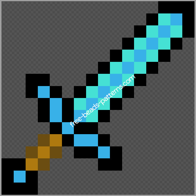 Minecraft diamond sword free pyssla pattern 16 x 16